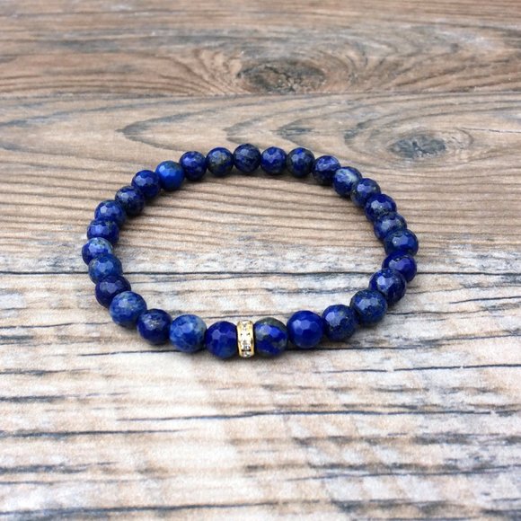 Lapis bracelet, throat chakra, crystal healing bracelet, September birthstone - Picture 2 of 9